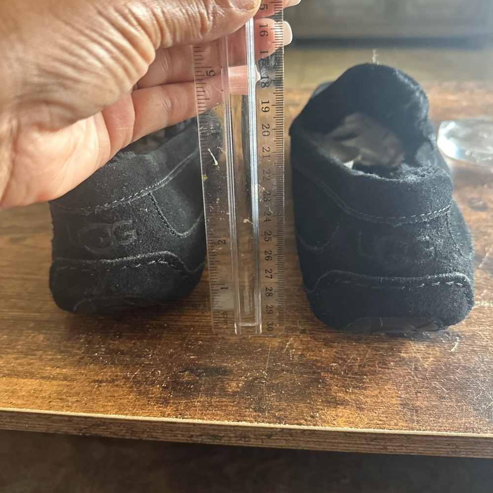 UGG Men Ascot Fur Slippers Sz 12 Wool Lined Leather Moccasin Shoes Black Suede‎ - Picture 10 of 10